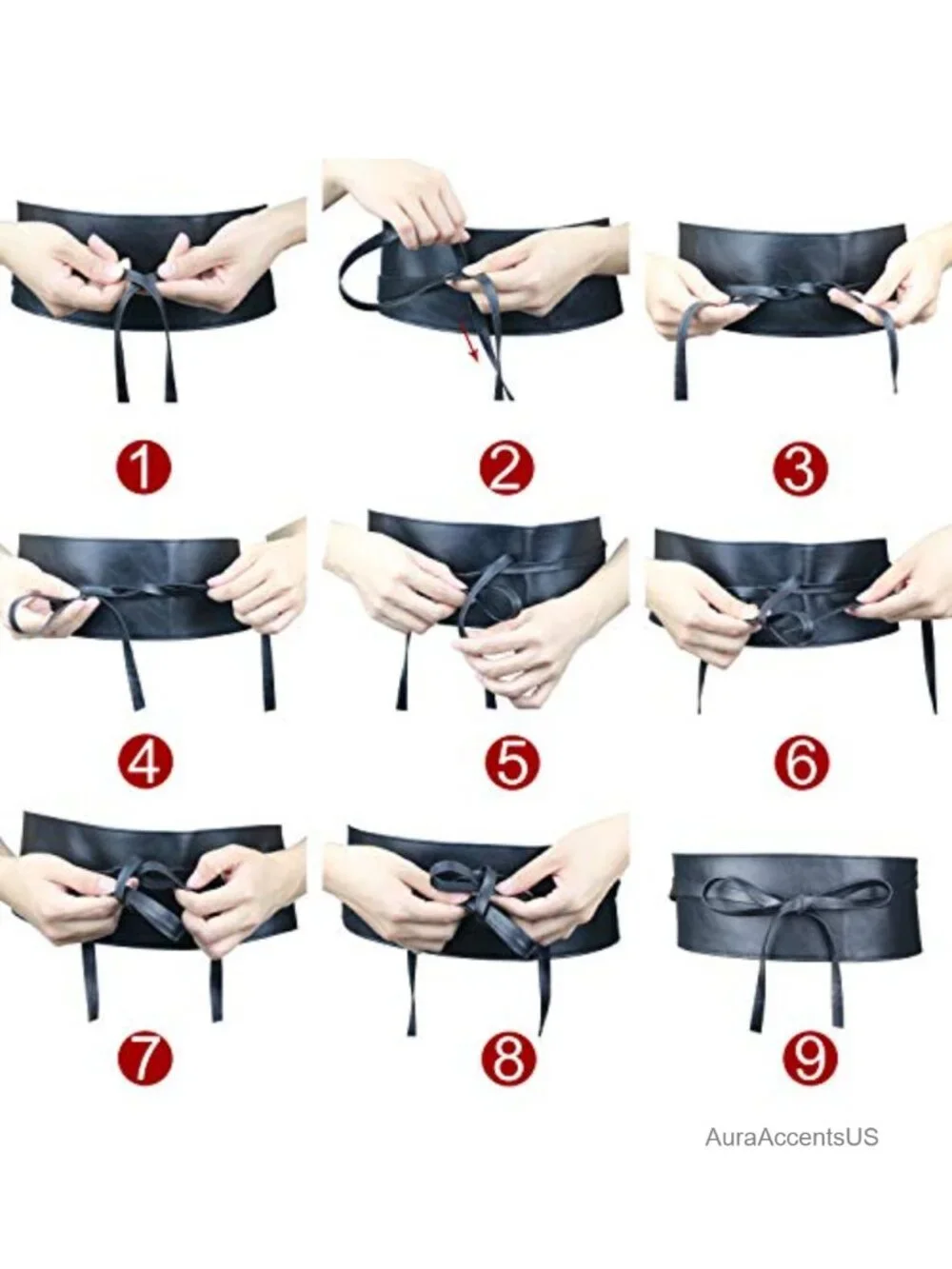 Wide Faux Leather Obi Belt with Lace Up Wrap Style